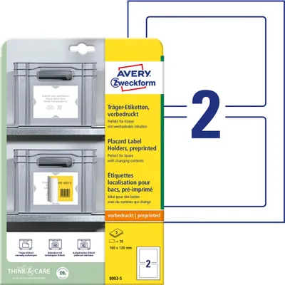 Produktbild von Avery Zweckform 8002-5 Träger-Etiketten, 160 x 120 mm, 5 Bogen/10 Etiketten, weiß, hellgrau