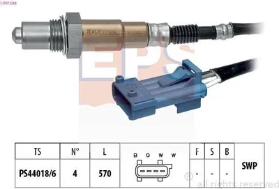 Produktbild von EPS Lambdasonde passend für PEUGEOT 207 (WA, WC) Beheizt Planarsonde 570mm 1.997.588