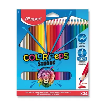 Image de Maped 862724 Maped Crayons de couleur triangulaires COLOR'PEPS STRONG, étui carton de 24 pièces