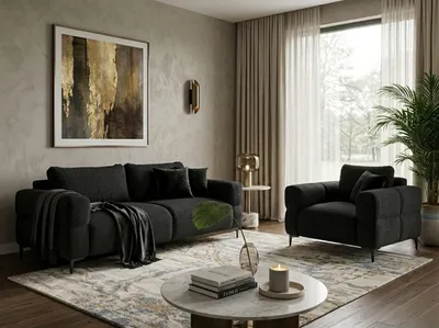 Produktbild von Beiges Wohnzimmer-Set 3-Sitzer-Sofa Stoffsofas Sessel Polstermöbel