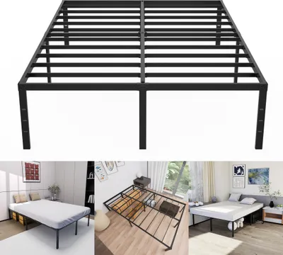 Produktbild von UISEBRT Modern Bettrahmen Metallbett 140x200 cm - Plattformbett aus Stahl mit 41,5 cm Höhe, Stauraum unter dem Bett für Schlafzimmer und Gästezimmer