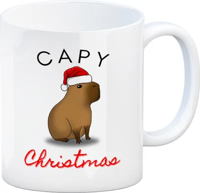 Produktbild von Weihnachts-Capybara Kaffeebecher mit Spruch Capy Christmas