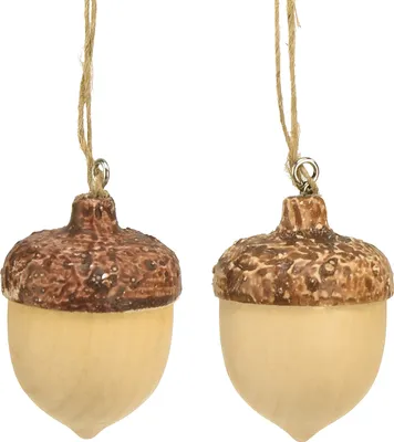 Produktbild von Eichel Deko Anhänger Herbstdeko Natur Braun 12 Stück 5,3x3,5cm Basteln Türkranz Tischdeko