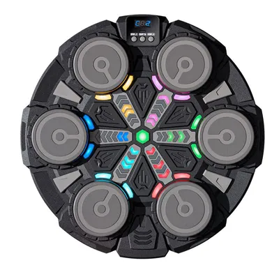 Produktbild von ZELURXX Interaktives 6-Zonen Musik-Boxtraining für Kinder, LED Licht, Bluetooth, Fitness Spiel Wandbox, Schwarz