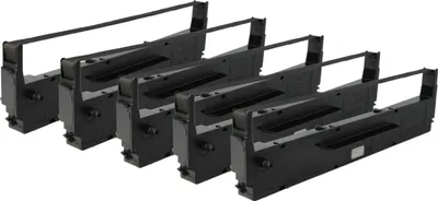 Produktbild von vhbw 5x Farbband Schriftband kompatibel mit Epson RX82, RX85 Nadeldrucker, Bondrucker - Schwarz