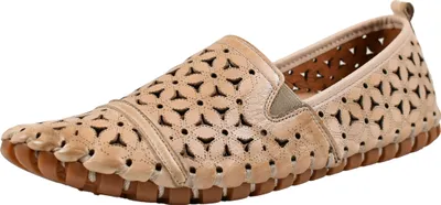 Produktbild von Gemini Damen Slipper Leder Mokassin floral Blumen Cutouts 031174-02, Größe:39 EU, Farbe:Beige