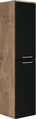 Immagine prodotto di Mobile da bagno Saturnus 35 x 35 x 130 cm - Rovere castagna con nero opaco - mobile pensile alto con 2 ante