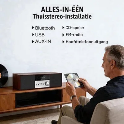Obrázek produktu pro Mini HiFi stereo systém, černý - s Bluetooth, CD přehrávačem, výkonem 40 W, USB, AUX a FM rádiem - kompaktní stereo systém