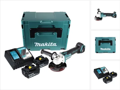 Produktbild von Makita DGA 504 RGJ Akku Winkelschleifer 18 V 125 mm Brushless + 2x Akku 6,0 Ah + Ladegerät + Makpac