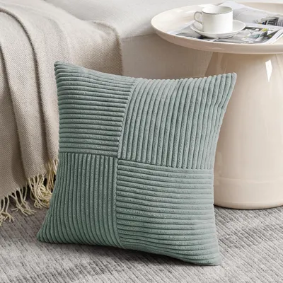 Immagine prodotto di Cuscino, copricuscino 80x80 cm, grigio-blu, velluto cotonato, morbido, 1 pezzo