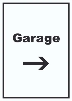 Produktbild von Garage Schild mit Text und Richtungspfeil rechts Auto Stellplatz hochkant A0 Rückseite selbstklebend
