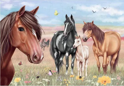 Productafbeelding van DEPESCHE Miss Melody Puzzel Paard, 58x40 cm, 100 stukjes, kartonnen doos in de vorm van een koffer met handvat