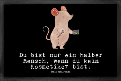 Produktbild von Mr. & Mrs. Panda Schmutzfangmatte Kosmetiker Herz 50 x 75 cm - Schwarz - Geschenk, Ausbildung, Schmutzfänger, fußmatte, Witzig, Gummimatte, Schmutzmatte, Fussmatte