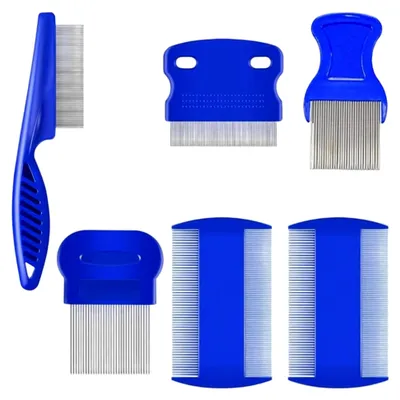 Produktbild von 6 Stück Flohkamm für Katzen und Hunde Profi Läusekamm Set 0.15mm Feine Zähne Nissenkamm aus Edelstahl Flohkamm Hunde zur Parasitenentfernung
