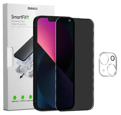 Obrázek produktu pro 1-balení iPhone 13 Ochranné sklo na displej Privacy & 1-balení ochrana objektivu - Tvrzené sklo | [Automatická instalace] - Bez bublin