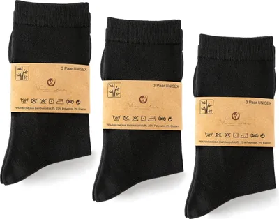 Produktbild von Vivi Idee® 9 Paar Premium Bambus Business Socken, schwarze Strümpfe Anzugsocken, Damen und Herren, anti Schweiß, atmungsaktive (43-46, Schwarz)
