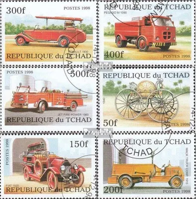 Produktbild von Briefmarken Tschad 1998 Mi 1863A-1868A (kompl.Ausg.) gestempelt Historische Feuerwehrfahrzeuge
