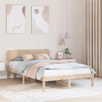 Image de Maison Exclusive - Cadre de lit avec tête de lit Nature 120 x 190 cm Bois de pin massif