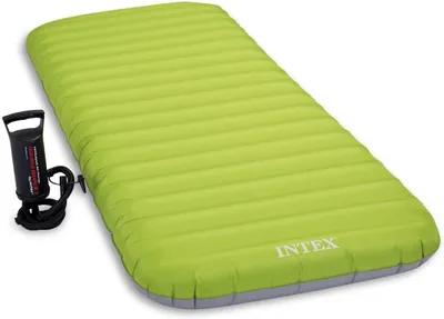 Produktbild von INTEX 64780 - Luftmatratze - Roll n Go (grün, 76x191x13cm) Luftbett inklusive Handpumpe