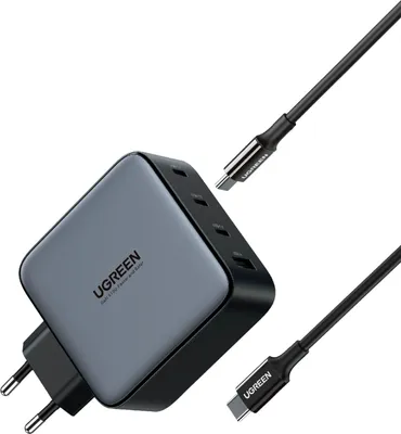 Zdjęcie produktu dla UGREEN USB-A+3xUSB-C 100W GaN Ładowarka sieciowa USB C-C Kabel Czarny