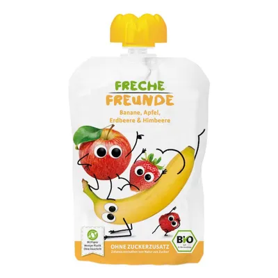 Produktbild von BANANEN-APFEL-ERDBEER-HIMBEER-MOUSSE OHNE ZUCKERZUSATZ GLUTENFREI AB 6 MONATEN  100 g - FRECHE FREUNDE
