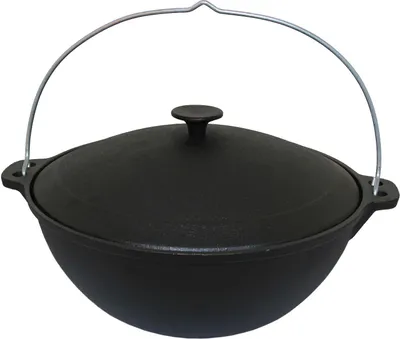 Produktbild von rukauf Kazan aus Gusseisen mit Deckel und Bügel 8,5 Liter Wok Kasan Asien Schmortopf Camping 8,5L/ m581