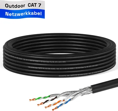 Produktbild von hb-digital CAT 7 Kabel für Außenbereich 10m Netzwerkkabel S/FTP PE AWG23