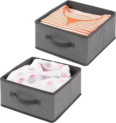 Produktbild von Aufbewahrungsbox Stoffbox Organizer 2er Set mDesign Griff Kunstfaser Dunkelgrau