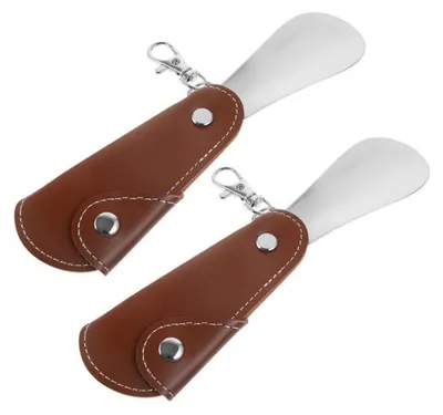 Produktbild von Schuhlöffel Klein Klappbar Edelstahl mit Schlüsselanhänger 2 Stück