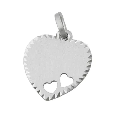 Produktbild von Anhänger 15x14mm Gravurplatte Herz mit 2 Herzen matt-diamantiert Silber 925 silber 15x14mm