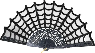 Produktbild von Schwarzer Gothic Fächer mit Spinnweben Design
