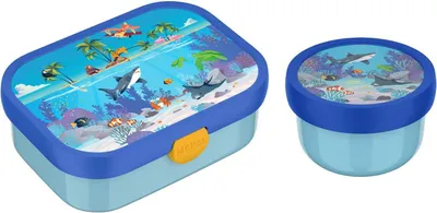 Produktbild von Mepal | Kinder Obst- und Bento Box | Campus meets Fruits | Spülmaschinenfest & BPA-frei | 300 & 750 ml | Mit Fächern, Gabel & Clip-Verschluss | Perfekt für Snacks & Mahlzeiten | Tropical Ocean