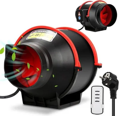 Obrázek produktu pro 100mm, nastavitelné odsávání kouře, ventilátor do potrubí, průtokový ventilátor, 320 m³/h, tichý ventilátor s dálkovým ovládáním pro koupelnu