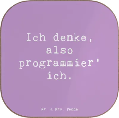 Produktbild von Mr. & Mrs. Panda Getränkeuntersetzer Spruch Denker Softwareentwickler - Lavendeltraum - Geschenk, bieruntersetzer, Programmierer, Softwareentwicklung, Philosophie, Beruf