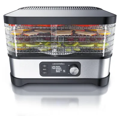 Dörrautomat 400 W, Edelstahl, 5 Einschübe, Timer bis 24 h, 35–70 °C