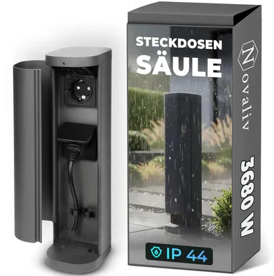 Produktbild von Novatool Steckdosen-Abdeckungen - 2-fach - für den Außenbereich - Anthrazit - Rund - Abdeckplatte - IP44-Steckdose - Gartensteckdose