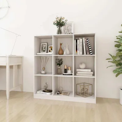 Immagine prodotto di The Living Store libreria/divisorio bianco 104x33,5x110 cm in legno di pino massiccio