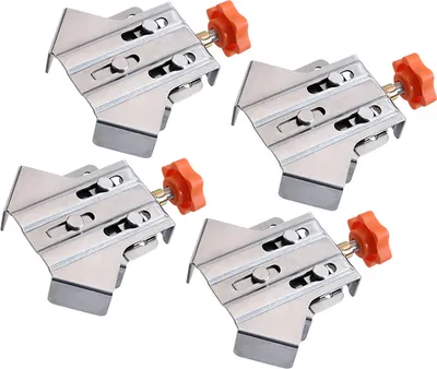 Image de 4PCS Pince d'angle droit 90 degrés Fixateur d'angle en acier inoxydable pour le travail du bois pour cadre photo DIY
