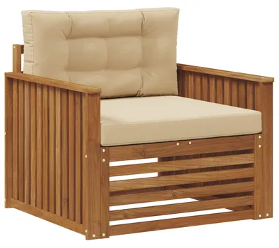 Produktbild von vidaXL Outdoor-Sofa Massives Akazienholz und Polyester Natur und Beige