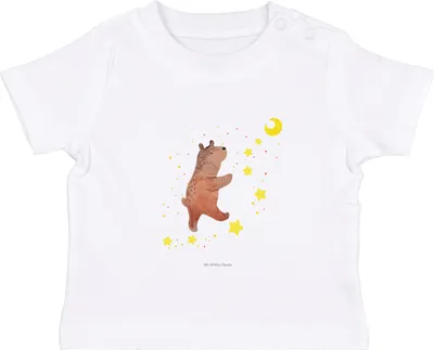 Produktbild von Mr. & Mrs. Panda Babyshirt Bär Träume 12. - 18. Monat - Weiß - Geschenk, Traum, Kinder Top, Traumdeutung, Baby Shirt,  T-Shirt, Träumen, Teddy, Organic