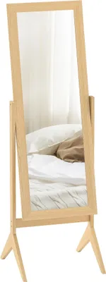 Image de Miroir - Miroir sur pied/miroir à corps entier - 47×46×148 cm - Sur pied avec support - Inclinable - Cadre rectangulaire - Montage nécessaire - Chêne
