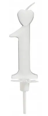Image de Bouchon de bougie, numéro 1, blanc, 6, 5 cm