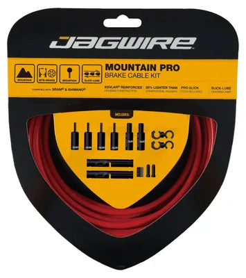 Produktbild von Jagwire Mountain Pro Bremszugset Polyamidverstärkt Rot - MTB Bremskabel mit Sli...