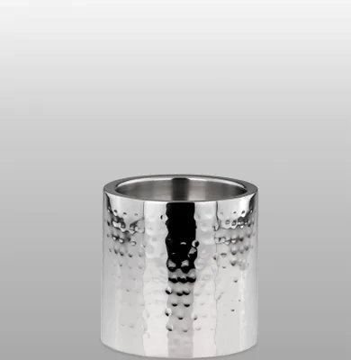 Produktbild von Stumpenkerzen-Halter rund, gehämmert Edelstahl D: 10,5cm, H: 11,0cm