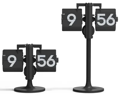 Stehende Flip-Uhr, analog, automatisch, schwarz, Kunststoff