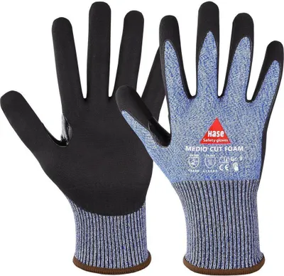 Produktbild von Schnittschutzhandschuh Nitrilschaum CUT D "Medio Cut Foam" 508460 - Hase Safety blau/schwarz 9