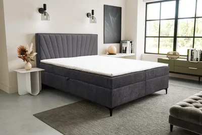 Produktbild von VENASI CIMONE Boxspringbett 160x200 mit 2 Bettkästen H2/H3 Matratze DUNKELGRAU
