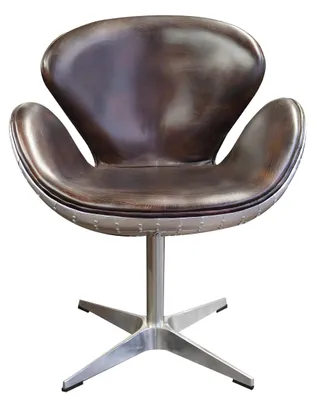 Obrázek produktu pro Křeslo Eggchair Leather Brown Metal Egg Chair Aviator Club Armchair new silver