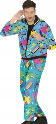 Produktbild von Kostüm Outfit Sportler Bunter Trainingsanzug Trainingsanzug Disco Karneval 80er Jahre (L)