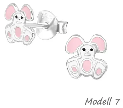 Produktbild von Ohrstecker Ostern: 925 Silber Kinder Ohrringe „Kaninchen / Hase / Osterhase“ Modell 7